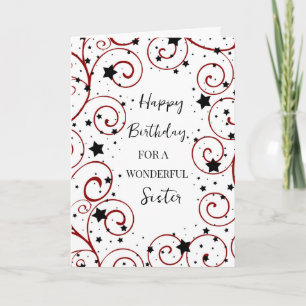 Sterne und Wirbel Schwester Birthday Karte