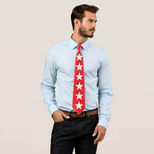 Sterne Weiß Rot & Mitternachtsblau Minimalistisch Krawatte