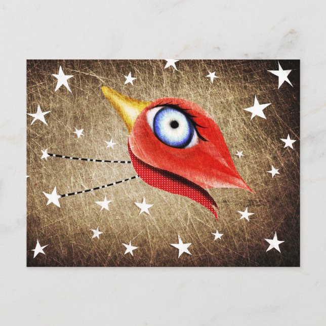 Sterne Winter Vogel Postkarte (Vorderseite)