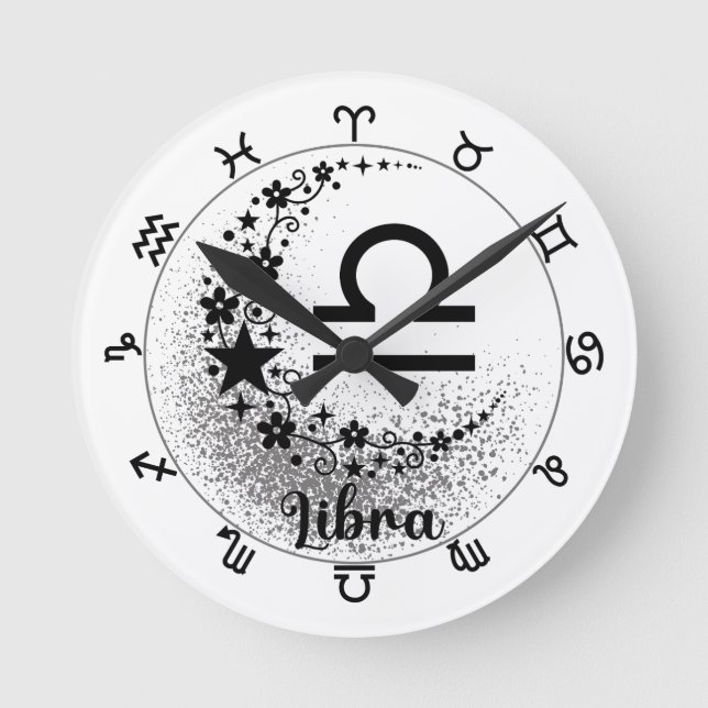 Sterne Zeit! Finde deine magische Zodiakuhr! Runde Wanduhr (Vorderseite)