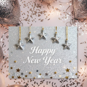 Sterne zum neuen Jahr chic modern hängend Postkarte