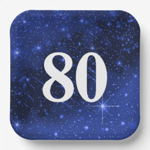 Sternen Galaxy Zum 80. Geburtstag Pappteller