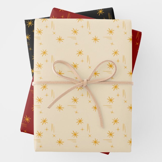 Sternen Geschenkpapier-Set mit 3 Motiven Geschenkpapier Set (Beispiel)