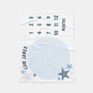 Sternen-Gingham-Baby-Jungen-Meilenstein-Decke Fleecedecke