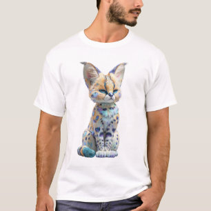 Sternen-Kosmisches-Blau-Gepunktete-Karacal-Katze-M T-Shirt