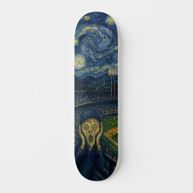 Sternen Nacht Baseball Stadion Skateboard Deck (Vorderseite)