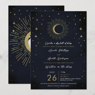 Sternen Nacht Himmel Sonnenstrahlen Foto Hochzeit Einladung