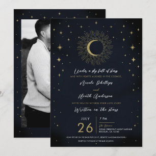 Sternen Nacht Himmelsaufbruch Mond Hochzeit Einladung