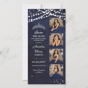 Sternen Nacht Navy Blau Quinceañera Foto Booth Save The Date