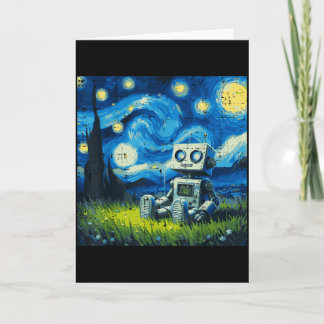 Sternen Nacht Roboter Lustige Malerei Kunst Meme K Karte