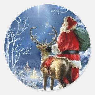 Sternen Nacht Weihnachtsmann Aufkleber