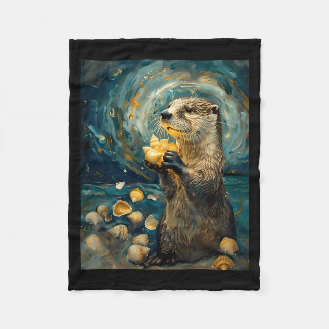 Sternen-Otter-Kunstperformance Fleecedecke (Vorderseite)