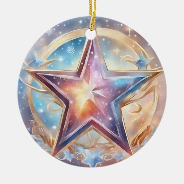  Sternen wasserfarben pastell Gemälde Keramik Ornament (Vorne)