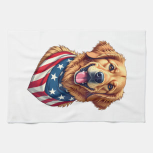 Sternenbanner Golden Retriever Vintage T-Shirt 4 Geschirrtuch