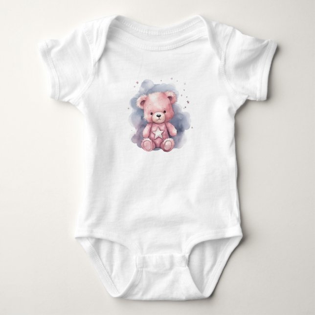Sternenbauch-Teddybär Baby Strampler (Vorderseite)
