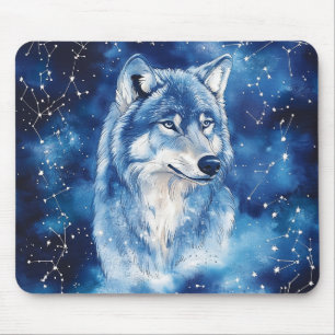 Sternenbegrenzte Blaue Wolf-Himmels-Konstellation Mousepad