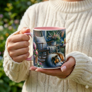 Sternenbepflanzte Veranda Sheltie Traum Tasse