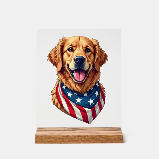 Sternenbesprenkeltes Golden Retriever Vintage T-Sh Acrylschild (Vorderseite)