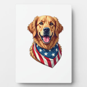 Sternenbesprenkeltes Golden Retriever Vintage T-Sh Fotoplatte