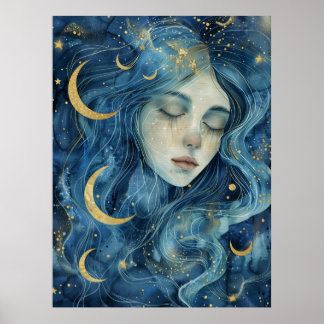 Sternenbilder – Indigo-Mondgöttin Poster