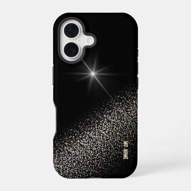 Sternenexplosion mit glitzernder Spur iPhone 16 Hülle (Rückseite)