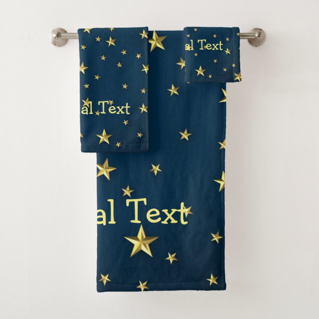 Sternenfeld auf Deep Midnight Blue Sky Badhandtuch Set (Insitu)