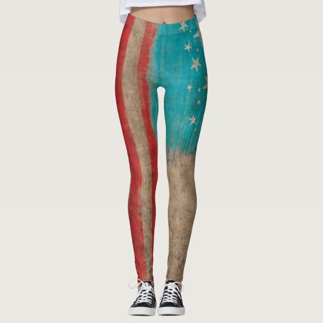 Sternenflagge Vintag Leggings (Vorderseite)