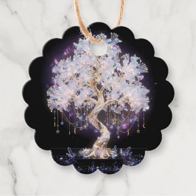 Sternenförmige Gold- und Kristallbaum-Muschel-Guns Geschenkanhänger (Vorderseite)