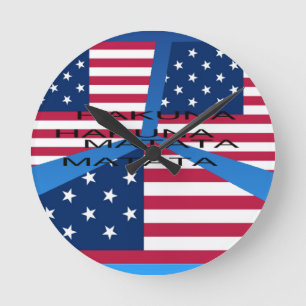 Sternenglanz Hakuna Matata: Patriotische Collage A Runde Wanduhr