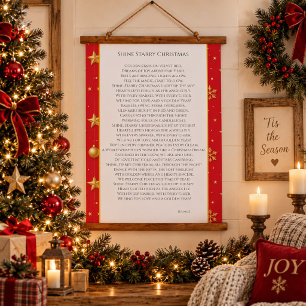 Sternenglänzende Weihnachtsdichtung Wandteppich Mit Holzrahmen