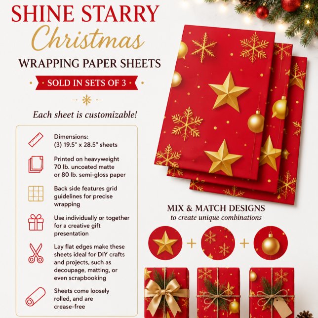 Sternenglänzendes Weihnachten Geschenkpapier Set (Von Creator hochgeladen)