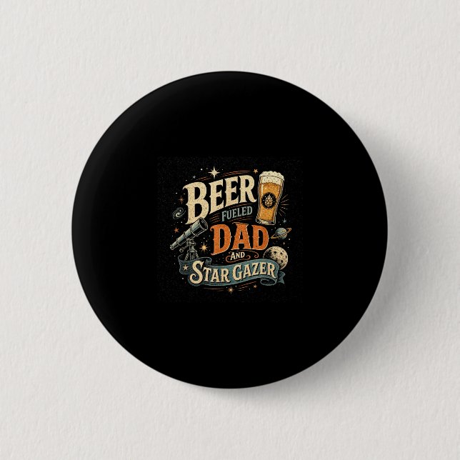 Sternengucker-Bier-Vater Vatertag Retro 70er Button (Vorderseite)