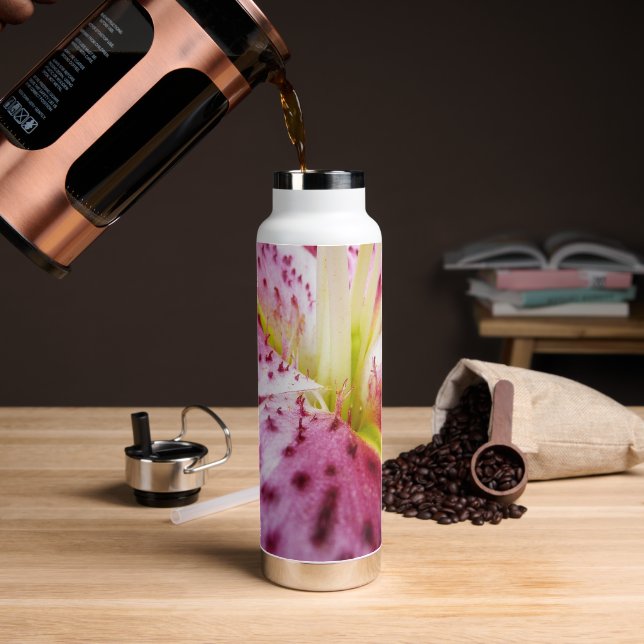 Sternengucker-Lilie Helles Magenta-Blüten Trinkflasche (Kaffee)