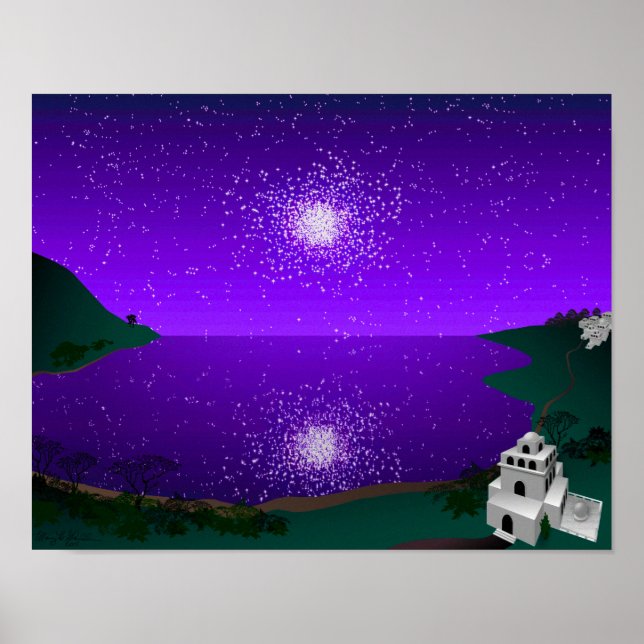 "Sternenhafen" - Sternhaufen über einer außerirdis Poster (Vorne)