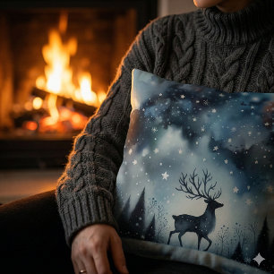 Sternenhafte Winternacht Hirsche Kissen