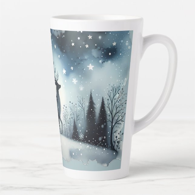 Sternenhafte Winternacht Hirsche Milchtasse (Rechts)