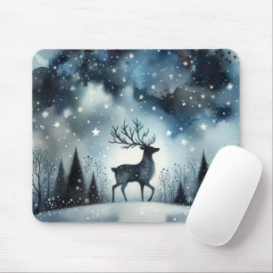 Sternenhafte Winternacht Hirsche Mousepad