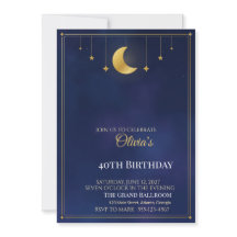 Sternenhafter Geburtstagseinladung, Navy Gold Mond