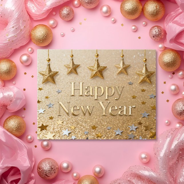 Sternenhängende Silvester Chic Modern Postkarte (Von Creator hochgeladen)