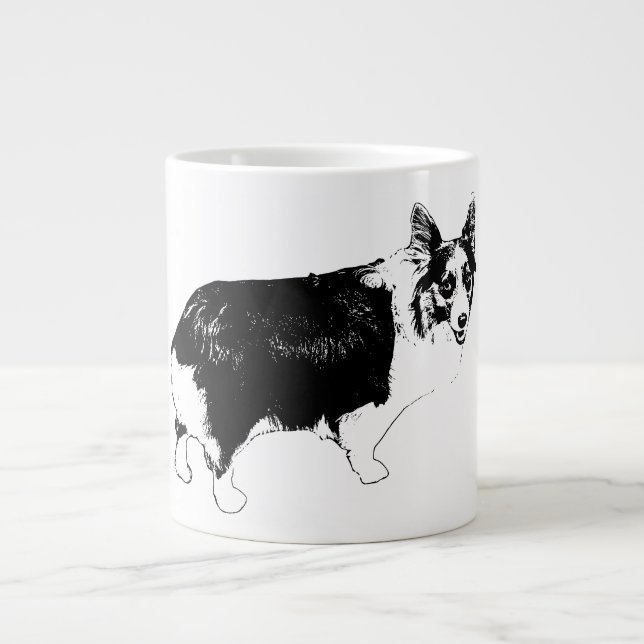 Sternenheller Corgi-Jubel Jumbo-Tasse (Vorderseite)