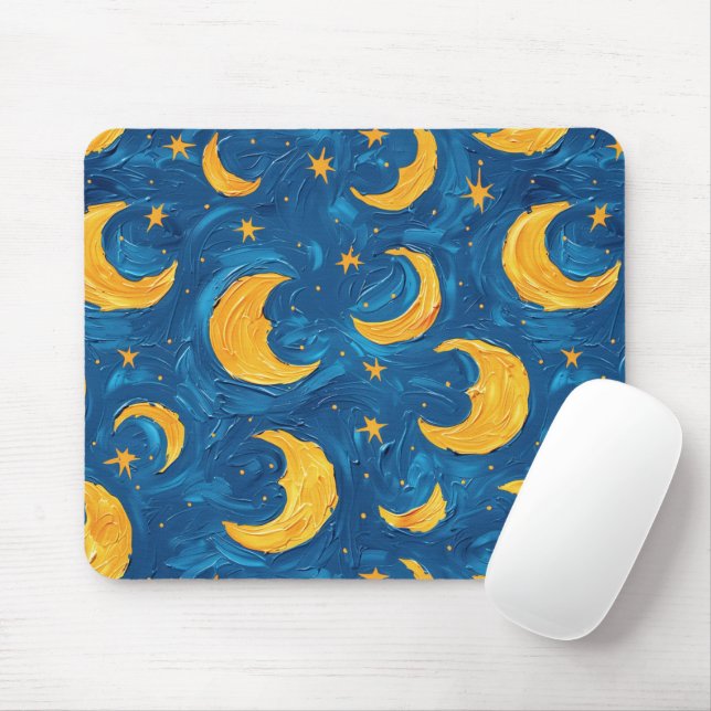 Sternenhimmel Blau Gold Monde Sterne Mousepad (Mit Mouse)