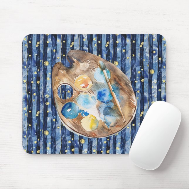 Sternenhimmel Blau Pfirsich Gelb Farbe Mousepad (Mit Mouse)