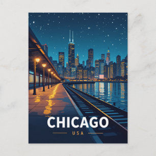 Sternenhimmel Blick auf die Skyline von Chicago Postkarte