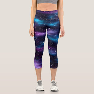 Sternenhimmel Galaxy Blau & Lila Capri Leggings