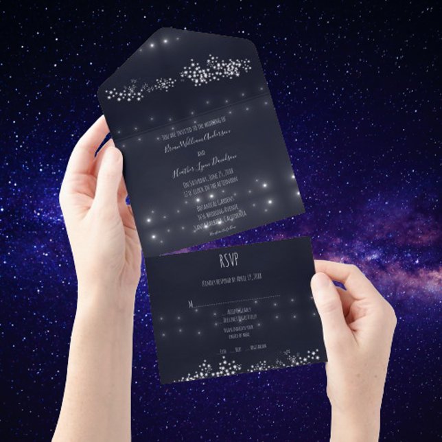 Sternenhimmel in einem all in one einladung (Star Light Wedding All in One Invite)