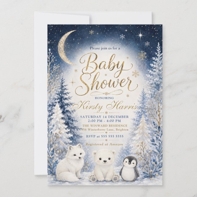 Sternenhimmel Winter-Baby-Party Einladung (Vorderseite)