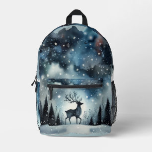 Sternenhimmel-Winternacht-Hirsch Bedruckter Rucksack