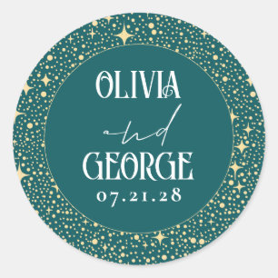 Sternenhochzeit Aquamarin Runder Aufkleber