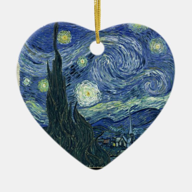 Sternenklare Nacht durch Vincent van Gogh Keramikornament (Vorne)
