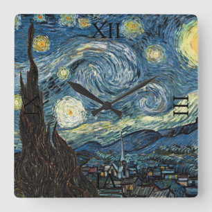 Sternenklare Nacht durch Vincent van Gogh Quadratische Wanduhr